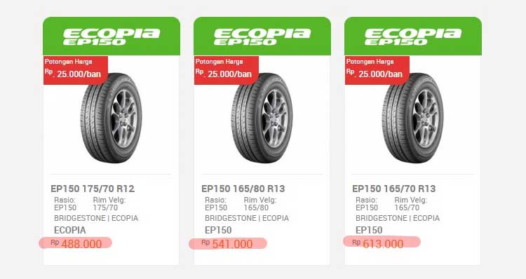 Harga Ban Bridgestone Ecopia EP150